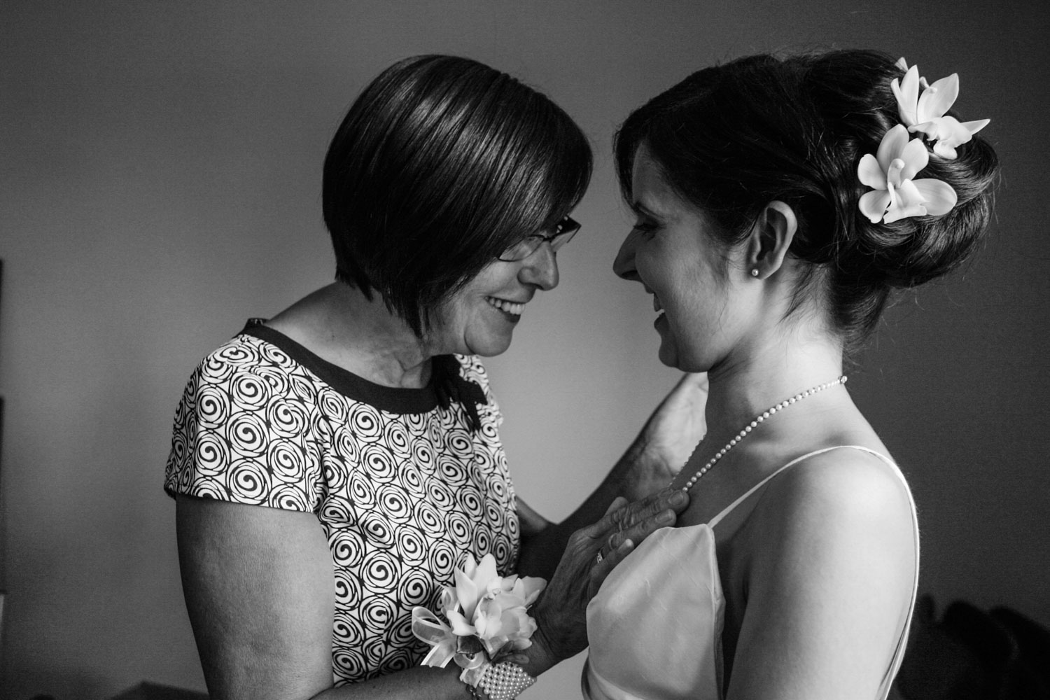 black and white Mother bride